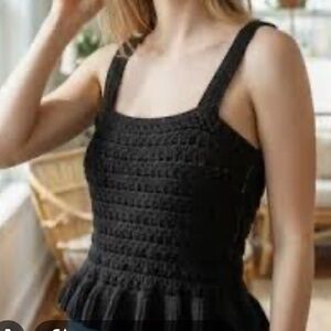 J.Crew Black Crochet Ruffle Sweater-Tank Small NWT | Cottage Core Top